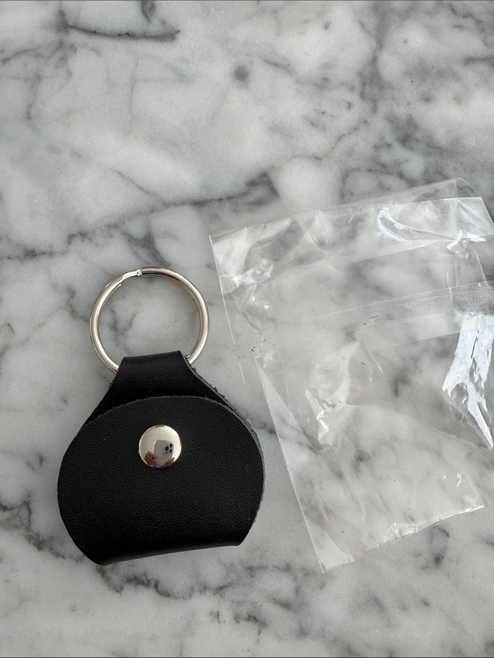 Black Leatherette Key Ring Phone Holster